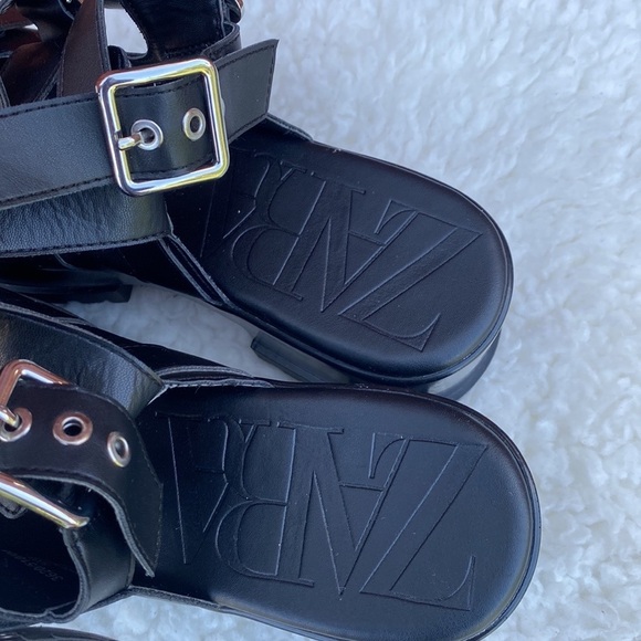 Zara Women Platform Track Sole Sandals Buckles Size 40 - Picture 5 of 12